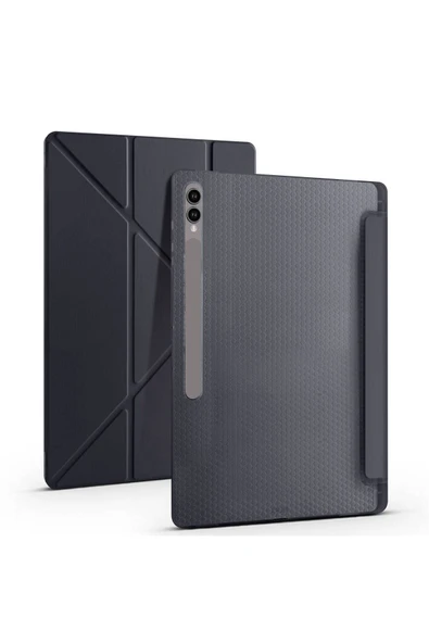 wenixs aksesuar Galaxy Tab S10 Ultra Kılıf Zore Tri Folding Kalem Bölmeli Standlı Kılıf - Rose Gold - 2