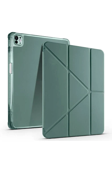 FLYGIFTS iPad Air 13 2025 M3 Kılıf Zore Tri Folding Kalem Bölmeli Standlı Kılıf - Mavi - 2