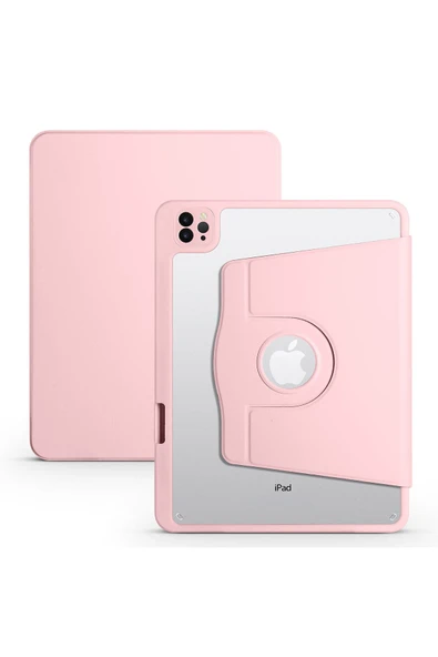 zore iPad Air 11 2025 M3 Kılıf Zore Termik Kalem Bölmeli Dönebilen Standlı Kılıf - Pembe ürün görseli