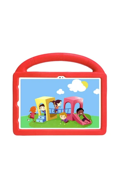 SAFA Galaxy Tab S6 Lite P610  Uyumlu Zore Wheel Car Tekerlek Standlı Tablet Eva Silikon Kılıf-Kırmızı - Resim 5