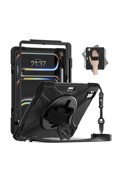 KILIFTECH iPad Pro 13 2024 Zore Defender Tablet Silikon - Siyah - Resim 4