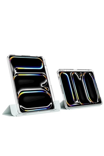 EFLİNK iPad Pro 11 2024 Kılıf Magnetik Ayrılabilen Airbagli Zore Sliding Tablet Kılıfı - Koyu Yeşil - Resim 4