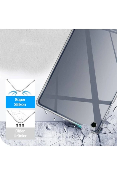 SAFA Galaxy Tab A9 Plus Kılıf  Uyumlu Zore Tablet Süper Silikon Kapak-Renksiz - Resim 5