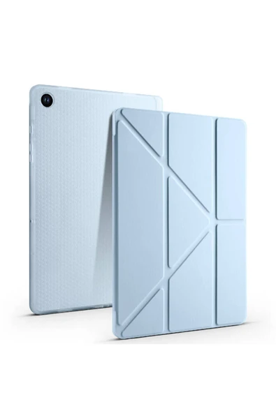 KILIFTECH Galaxy Tab A9 Kılıf Uyumlu Zore Tri Folding Kalem Bölmeli Standlı Kılıf-Gri - 3