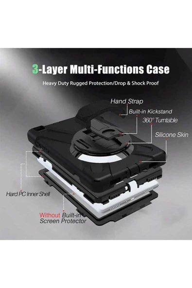 FLYGIFTS Galaxy T720 Tab S5E Zore Defender Tablet Silikon - Siyah - 4