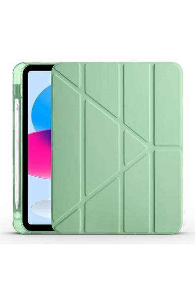 Sevela iPad 11.Nesil 2025 Kılıf SVL Tri Folding Kalem Bölmeli Standlı Kılıf - Gri - Resim 4