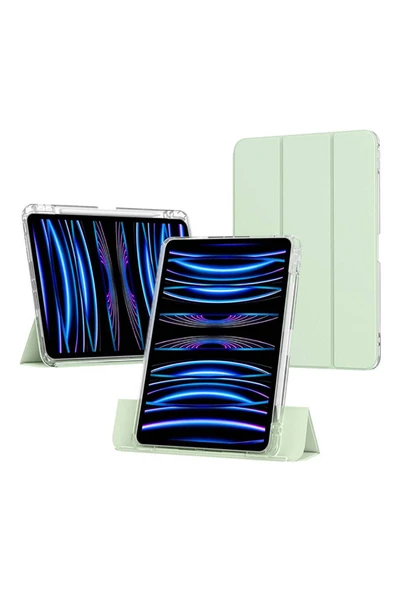 KILIFTECH iPad Air 11 2024 Kılıf Magnetik Ayrılabilen Airbagli Zore Sliding Tablet Kılıfı - Pembe Açık - Resim 4