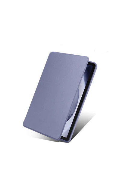 zore Galaxy Tab A9 Uyumlu Kılıf Termik Kalem Bölmeli Dönebilen Standlı Kılıf-Lavendery Gray - 5
