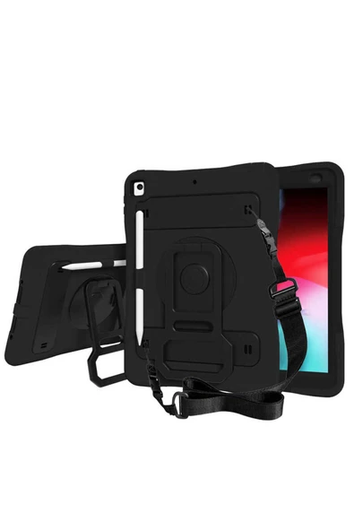 KILIFTECH iPad 10.2 2021 (9.Nesil) Yeni Nesil Kalem Bölmeli Defender Tablet Silikon - Siyah ürün görseli