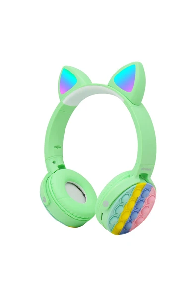 zore CXT-950 RGB Led Işıklı Kedi Kulağı Band Tasarımı Ayarlanabilir Katlanabilir Kulak Üstü Bluetoot