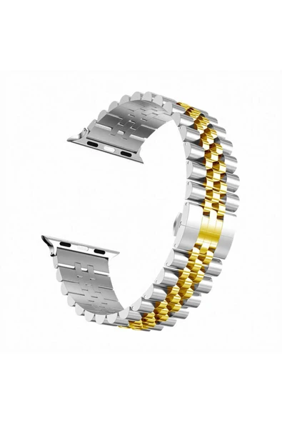 HAKTAN KILIF Watch 38mm Uyumlu KRD-36 Metal Zore Kordon-Gümüş-Gold - 1