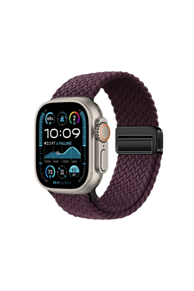 RonyTech Watch Ultra 49mm RNTC KRD-134 Örgü Tasarımlı Hasır Kordon Strap Kayış - Siyah - Resim 2