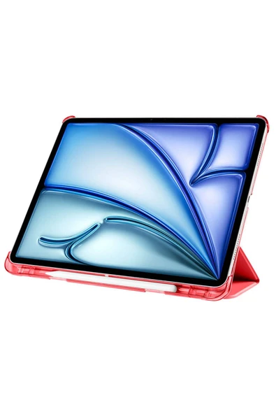 KILIFTECH iPad Air 13 2025 M3 Zore Smart Cover Kalem Bölmeli Standlı 1-1 Kılıf - Lila - Resim 4