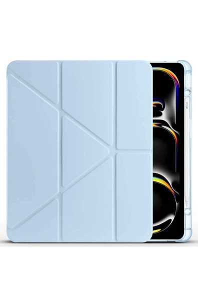 FLYGIFTS iPad Air 13 2025 M3 Kılıf Zore Tri Folding Kalem Bölmeli Standlı Kılıf - Koyu Yeşil - 3