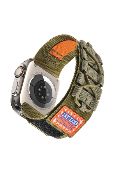 KILIFTECH Apple Watch 44mm Zore KRD-112 Orbital Örgülü Halat Tasarımlı Naylon Kumaş Hasır Kordon-Gri - 2