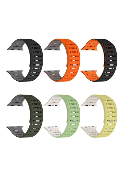 Sevela Watch 42mm Uyumlu SVL KRD-124 Silikon Kordon Strap Kayış-Siyah-Turuncu - Resim 3