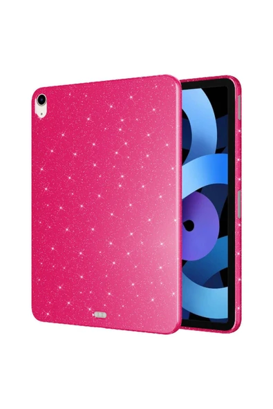 KILIFTECH iPad 11.Nesil 2025  Simli Parlak Görünümlü Zore Tablet Koton Kılıf - Pembe Koyu - Resim 5