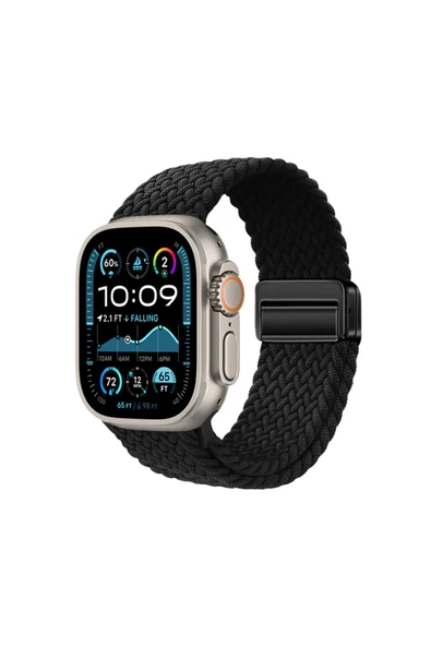 RonyTech Watch Ultra 49mm RNTC KRD-134 Örgü Tasarımlı Hasır Kordon Strap Kayış - Siyah ürün görseli