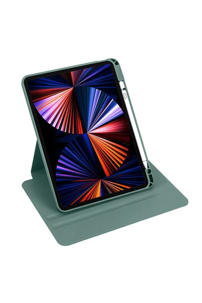 KILIFTECH iPad Air 11 2025 M3 Kılıf Zore Termik Kalem Bölmeli Dönebilen Standlı Kılıf - Gri - Resim 5