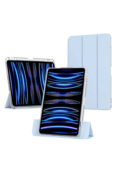 KILIFTECH iPad Air 11 2025 M3 Kılıf Magnetik Ayrılabilen Airbagli Zore Sliding Tablet Kılıfı - Pembe Açık - 6