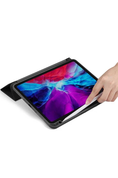 KILIFTECH iPad Air 11 2025 M3 Kılıf Zore Nort Arkası Şeffaf Standlı Kılıf - Pembe - Resim 4