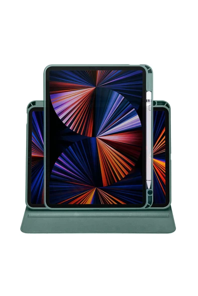 KILIFTECH iPad Air 11 2025 M3 Kılıf Zore Termik Kalem Bölmeli Dönebilen Standlı Kılıf - Lacivert - Resim 8