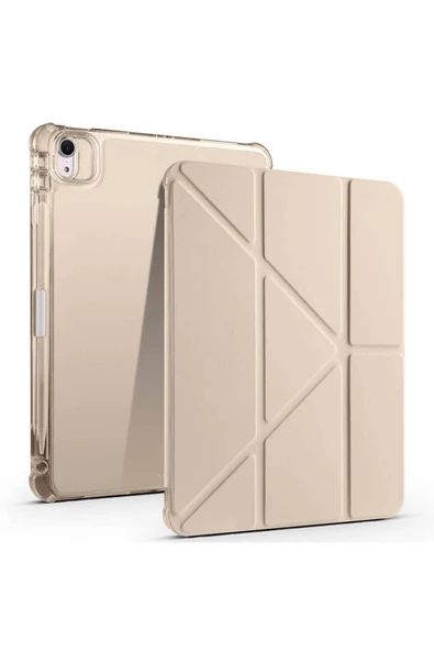 zore iPad Air 11 2025 M3 Kılıf Zore Tri Folding Kalem Bölmeli Standlı Kılıf - Gold ürün görseli