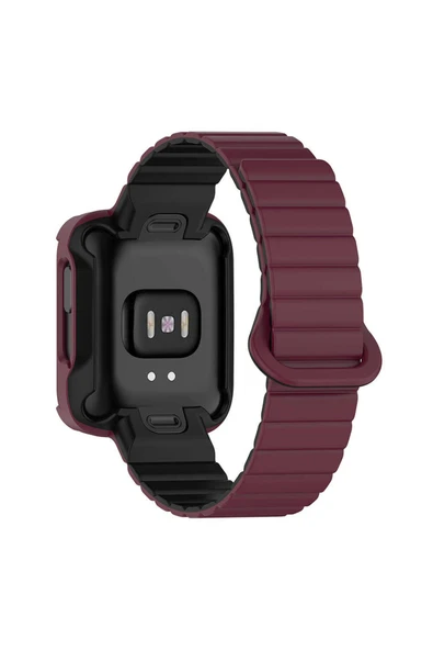InnoCase Xiaomi Redmi Watch 2 Silikon Kordon Zore KRD-105 Strap Kayış-Siyah-Turuncu - 5