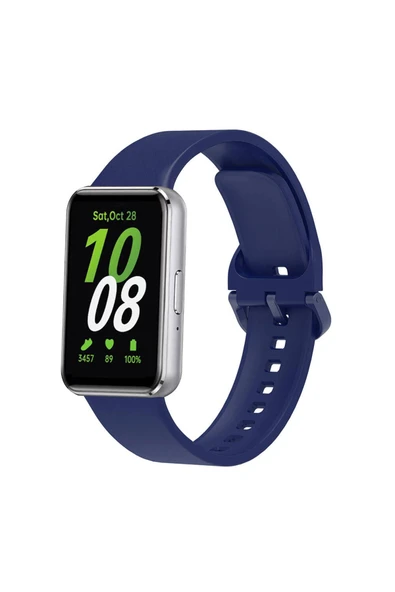 Goktugaksesuar Galaxy Fit 3 Silikon Kordon Zore KRD-110 Strap Kayış-Lacivert