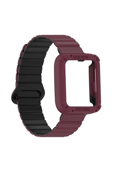InnoCase Xiaomi Redmi Watch 2 Silikon Kordon Zore KRD-105 Strap Kayış-Siyah-Turuncu - 3