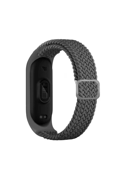 kilifdakilif Xiaomi Mi Band 3 Uyumlu KRD-49 Örgü Zore Kordon-Gri