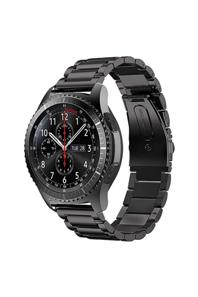 zore Gear S3 (22mm) Uyumlu KRD-04 Metal Zore Kordon Siyah ürün görseli 1
