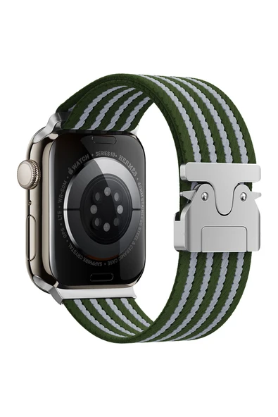 RiseOfGLC Watch 10 46mm Zore KRD-133 Naylon Kumaş Hasır Örgülü Kordon - Turuncu - Resim 2