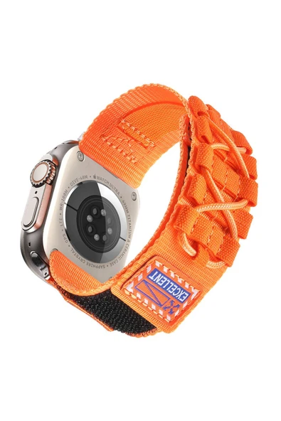 zore Apple Watch 42mm Zore KRD-112 Orbital Örgülü Halat Tasarımlı Naylon Kumaş Hasır Kordon-Siyah - Resim 2