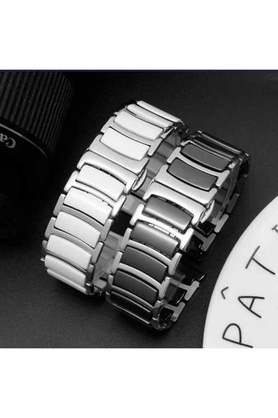 Ardemix Gear S3 (22mm) Seramik Metal Zore Kordon-Beyaz-Gold - Resim 4