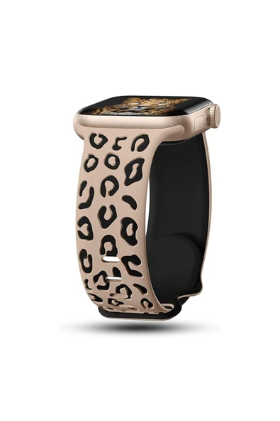 KILIFTECH Watch Ultra 49mm KTH KRD-140 Silikon Kordon Strap Kayış - Bej-Siyah - Resim 2