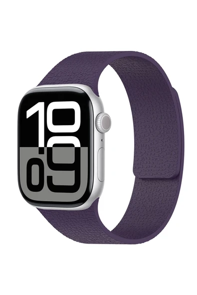 TECNOGELİŞEN Watch 44mm TCG KRD-136 Kabartma Desenli Silikon Kordon - Mor - Resim 2