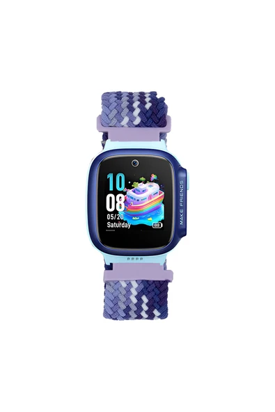 KILIFTECH Huawei GT4 41mm Zore KRD-139 18mm Çocuklara Özel Örgü Kordon - Turuncu-Mavi - 2