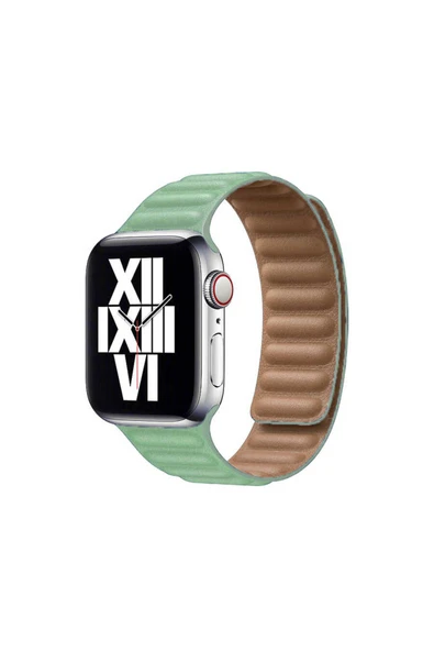 zore Watch 44mm Uyumlu KRD-34 Deri Kordon lofy Açık Yeşil ürün görseli