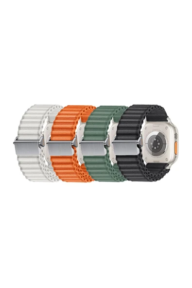 Ardemix Watch 10 46mm Uyumlu Zore KRD-123 Naylon Kumaş Hasır Örgülü Kordon-Turuncu - Resim 4