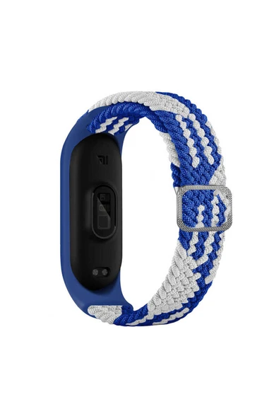 foggy Xiaomi Mi Band 3 Uyumlu KRD-49 Örgü Kordon-fgy-Mavi-Beyaz ürün görseli