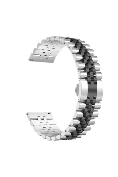 çelikeliletişim Gear S2 Uyumlu KRD-36 20mm Metal Kordon-ckl-Gümüş-Siyah ürün görseli