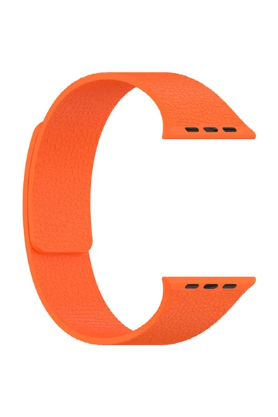 KILIFTECH Watch Ultra 49mm KTH KRD-136 Kabartma Desenli Silikon Kordon - Turuncu - Resim 7