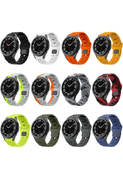 zore Galaxy Watch 6 44mm Zore KRD-116 20mm Futbol Desenli Spor Tasarımlı Silikon Kordon-Turuncu - 4