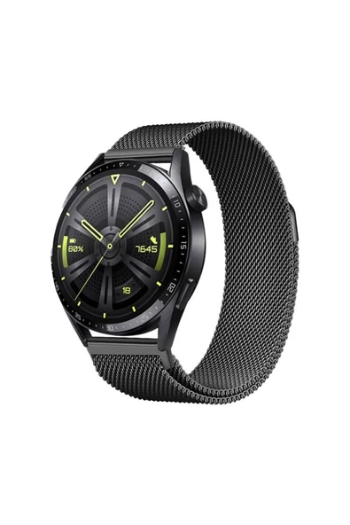 zore Xiaomi Amazfit Pace Zore Band-12 22mm Metal Hasır Kordon-Siyah