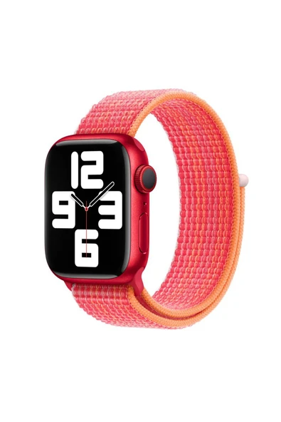 Zeyline Watch Ultra 49mm Kordon Uyumlu KRD-03 Hasır Strap Kayış TQR- Stripe Red Uyumlu ürün görseli