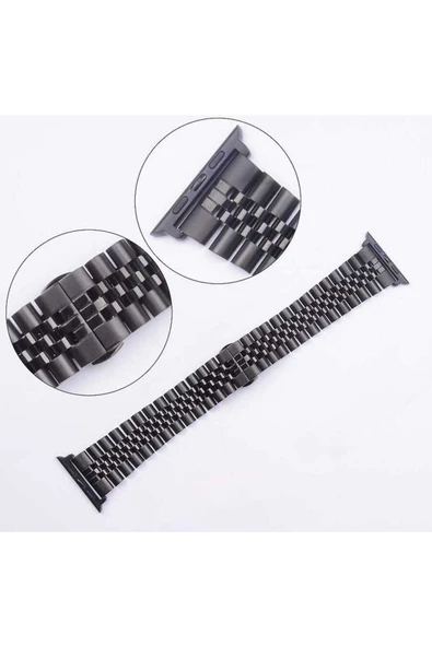 lumena Watch 44mm Uyumlu KRD-36 Metal Zore Kordon-Gümüş-Siyah - Resim 3