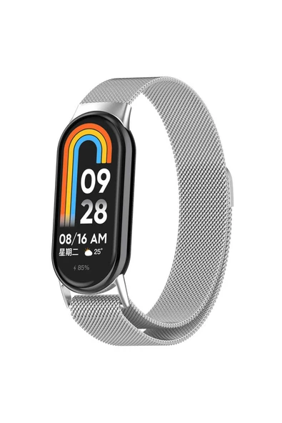 szr store Xiaomi Smart Band 8 Zore KRD-01 Metal Kordon-Gümüş ürün görseli
