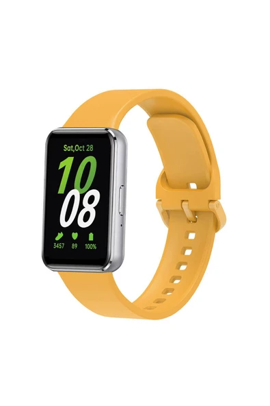 Goktugaksesuar Galaxy Fit 3 Silikon Kordon Zore KRD-110 Strap Kayış-Sarı