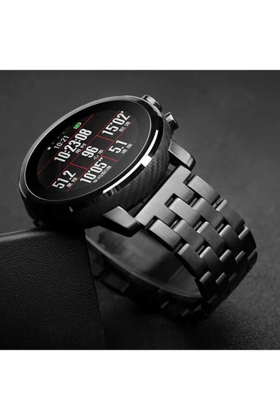 cepmarketin Gear S3 (22mm) Uyumlu KRD-20 Metal Zore Kordon Siyah - 6